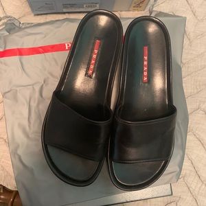 Prada black wavy platform sandals. Size: 8